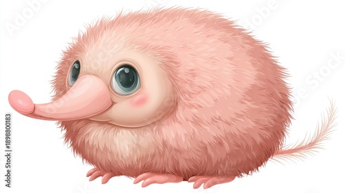 adorable baby shrew cartoon, tiny round body