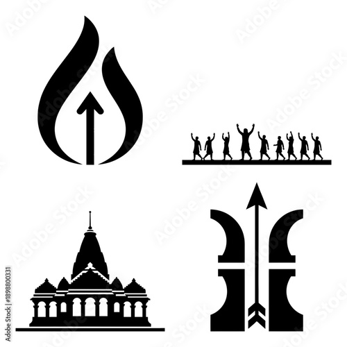 Ram Navami baby Lord Ram silhouette vector bundle