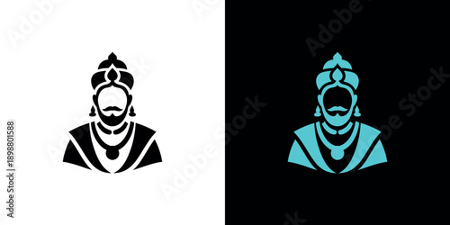 Two versions of a circular saw icon black on white and white on black