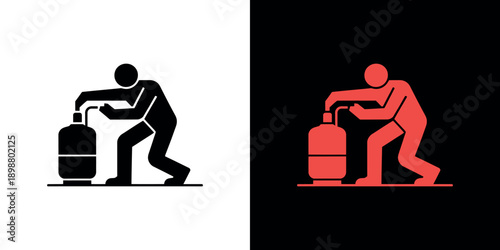 Red silhouette of a botanist examining plants in a lab setting