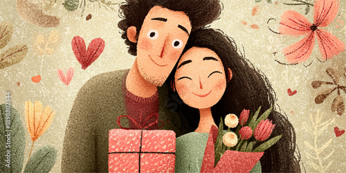 Happy family with parents and children celebrating christmas together in a cozy living room with festive decorations and gifts