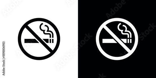 Two variations of a no smoking sign one on white and one on black