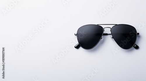 Sunglasses lying on a plain surface near a bright light source
