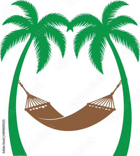 unique hammock and palm trees vector icon