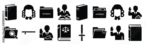 Vector symbols of police car simple silhouette icon set, black color and white background