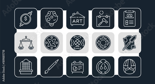 Icon set art business and finance