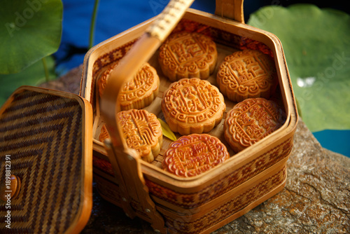 Traditional Mooncakes in Decorative Wooden Box