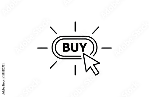 Modern buy now button with cursor clicking to make a purchase online