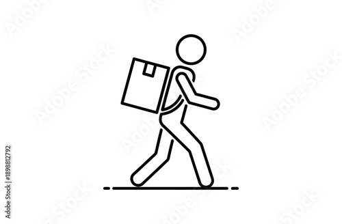 Person carrying large package while walking quickly
