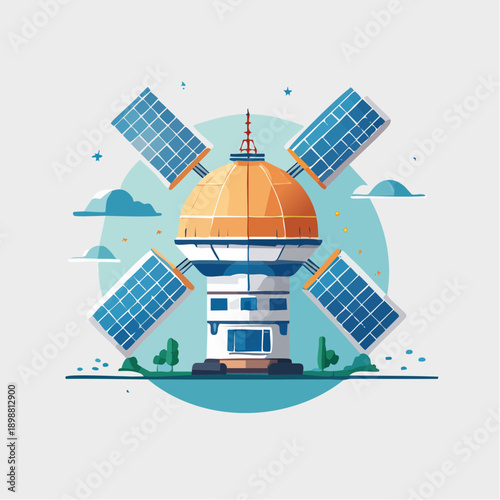Base spatiale futuriste – station scientifique surélevée alimentée par énergie solaire