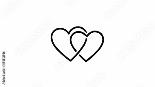 Interconnected Hearts Simple Line Art Design.