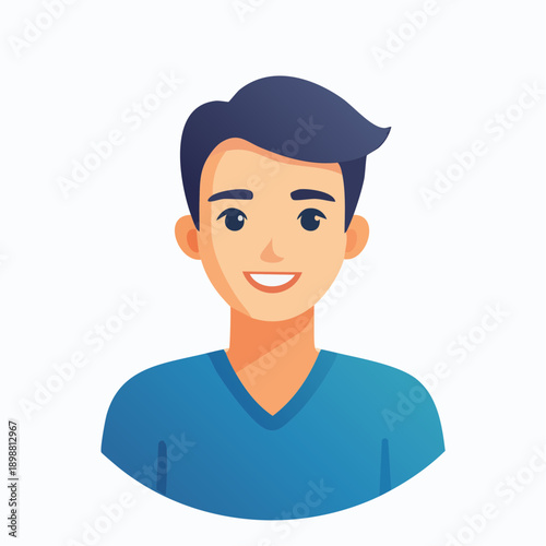 Portrait souriant stylisé – avatar graphique sur fond blanc