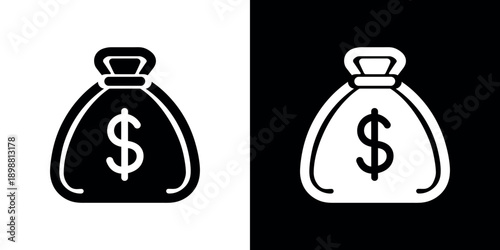 Money bag icon displayed in two contrasting color schemes