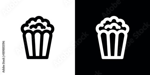 Popcorn in containers shown in a split black and white design