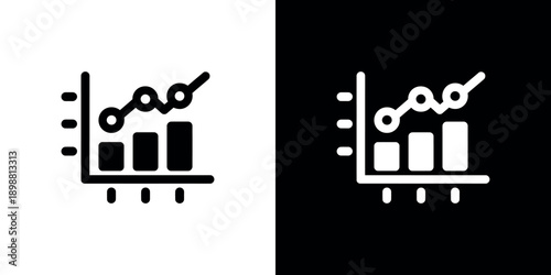 Two contrasting bar graph icons depicting data and economic trends