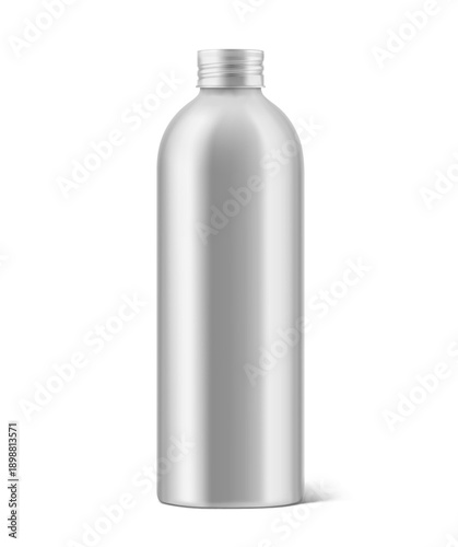 Hight realistic aluminum bottle mockup isolated on white background. Ready for your custom design. Vector illustration. EPS10.