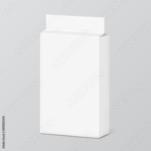 Vacuum brick pack bag mockup for food, coffee, cat litter and etc. Vector illustration isolated on grey background.  Easy to use for presentation your product, idea, promo, design. EPS10.