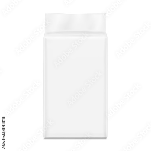 Vacuum brick pack bag mockup for food, coffee, cat litter and etc. Vector illustration isolated on white background.  Easy to use for presentation your product, idea, promo, design. EPS10.