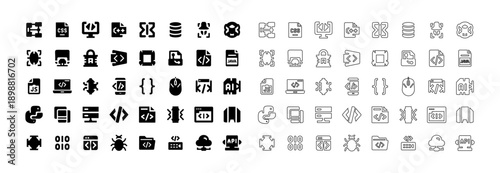 Programming languages code icons vector collection