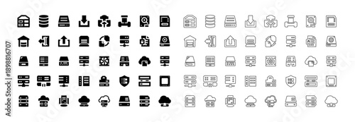 Data center hardware server icon collection