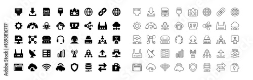 Network communication connectivity icons set
