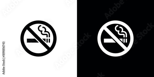 Two no smoking signs presented on contrasting white and black backgrounds