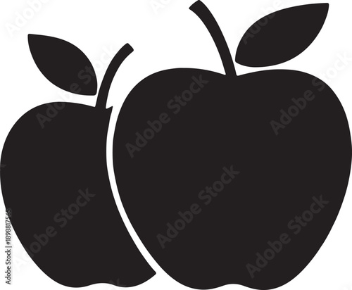 Minimal Vector Silhouette of Apple Fruit Icon