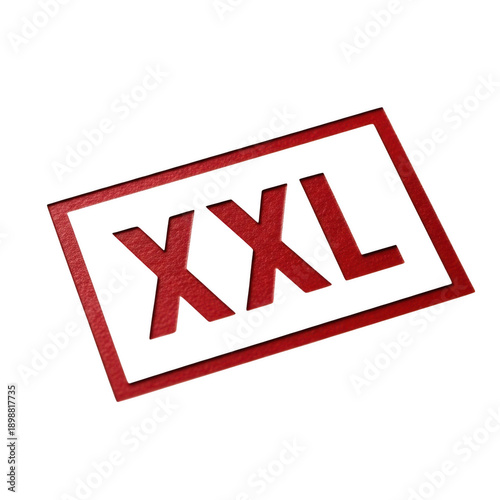 Red xxl size label stamp isolated on transparent background