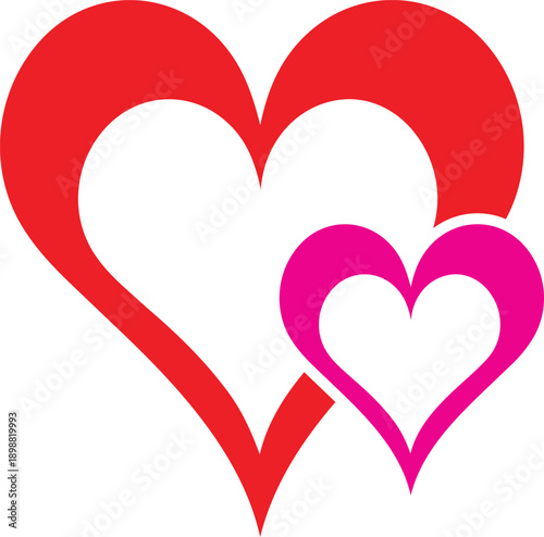 Two stylized heart icons, one inside the other, symbolizing love and connection
