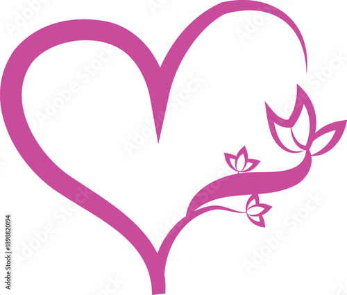A simple pink heart with floral design on it, symbolizing love and beauty