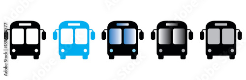 Modern public transportation buses vector set isolated on white background