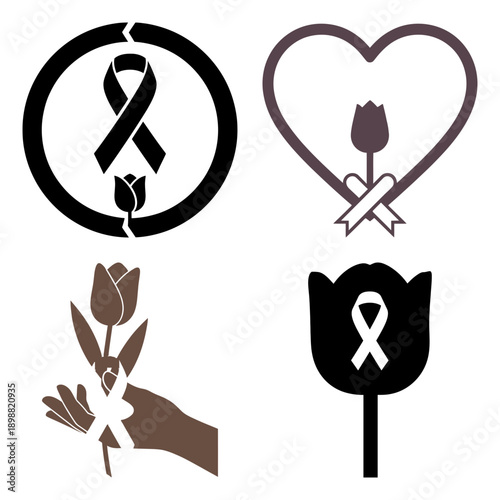 World Parkinsons Day tulip and ribbon awareness symbol vector