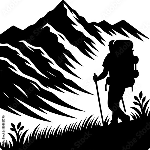 Adventure Seeker: A lone adventurer embarks on a journey through rugged mountain terrain, capturing the spirit of exploration and the thrill of the climb. 