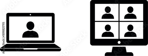 Comparison of video call interfaces on laptop and desktop computer screens
