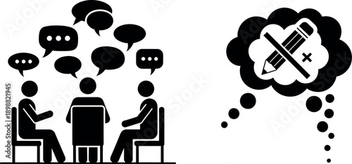 Communication and censorship through dialogue and prohibition symbols