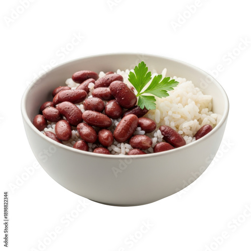 Bowl of red beans and rice isolated on transparent background