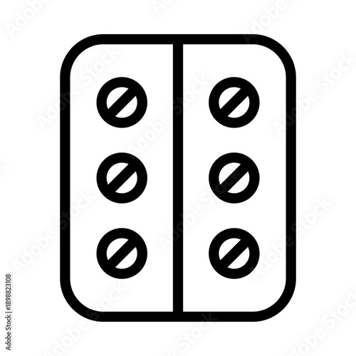 Black line icon contraception pill. Minimalist outline icon medical health isolated background.