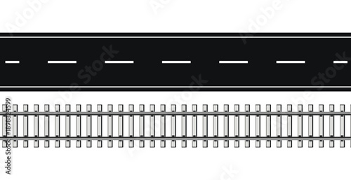 Seamless Road and Railway Tracks Pattern - Transportation Infrastructure Concept