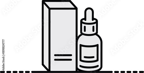 skincare serum dropper bottle and packaging box icon