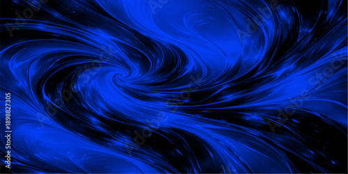 Abstract blue background with smoke features a liquid swirl of light and water waves creating a digital fractal pattern with a motion vortex energy design