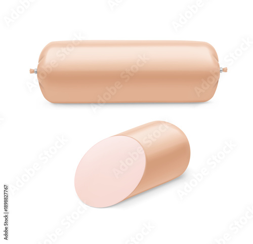Milk sausage mockup. Vector illustration isolated on white background. Ready for your design. EPS10.