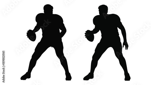 Silhouettes of two american football players holding a football high quality