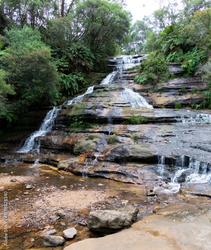 Photograph of the Katoomba Cascades waterfall in the town of Katoomba in the Blue Mountains in New South Wales, Australia