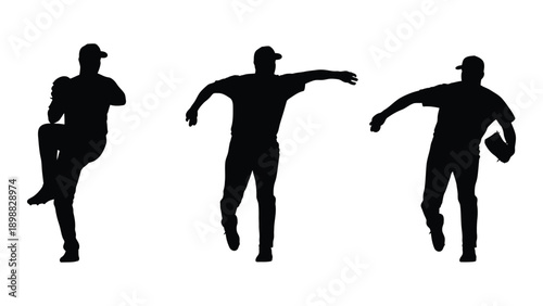 Silhouettes of a football player in three different throwing poses