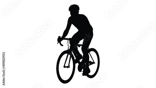 Silhouette of a cyclist riding a road bike against a white background