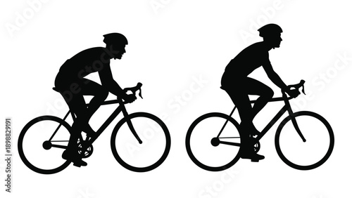 Two cyclists in silhouette ride bicycles side by side showcasing a sporty activity