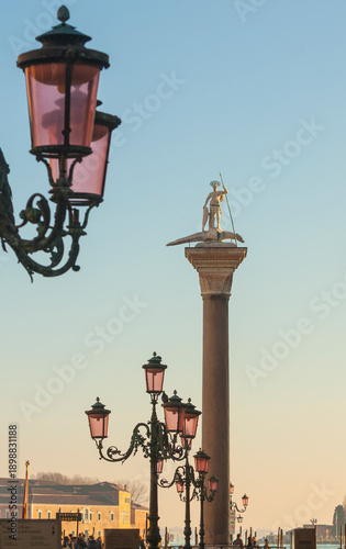 Column of Saint Theodor on San Marco square in Venice