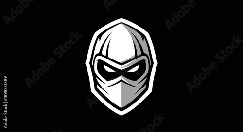 Abstract ninja mask graphic on black