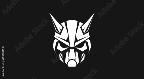 Abstract warrior mask silhouette on black