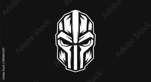 Abstract warrior mask symbol on black